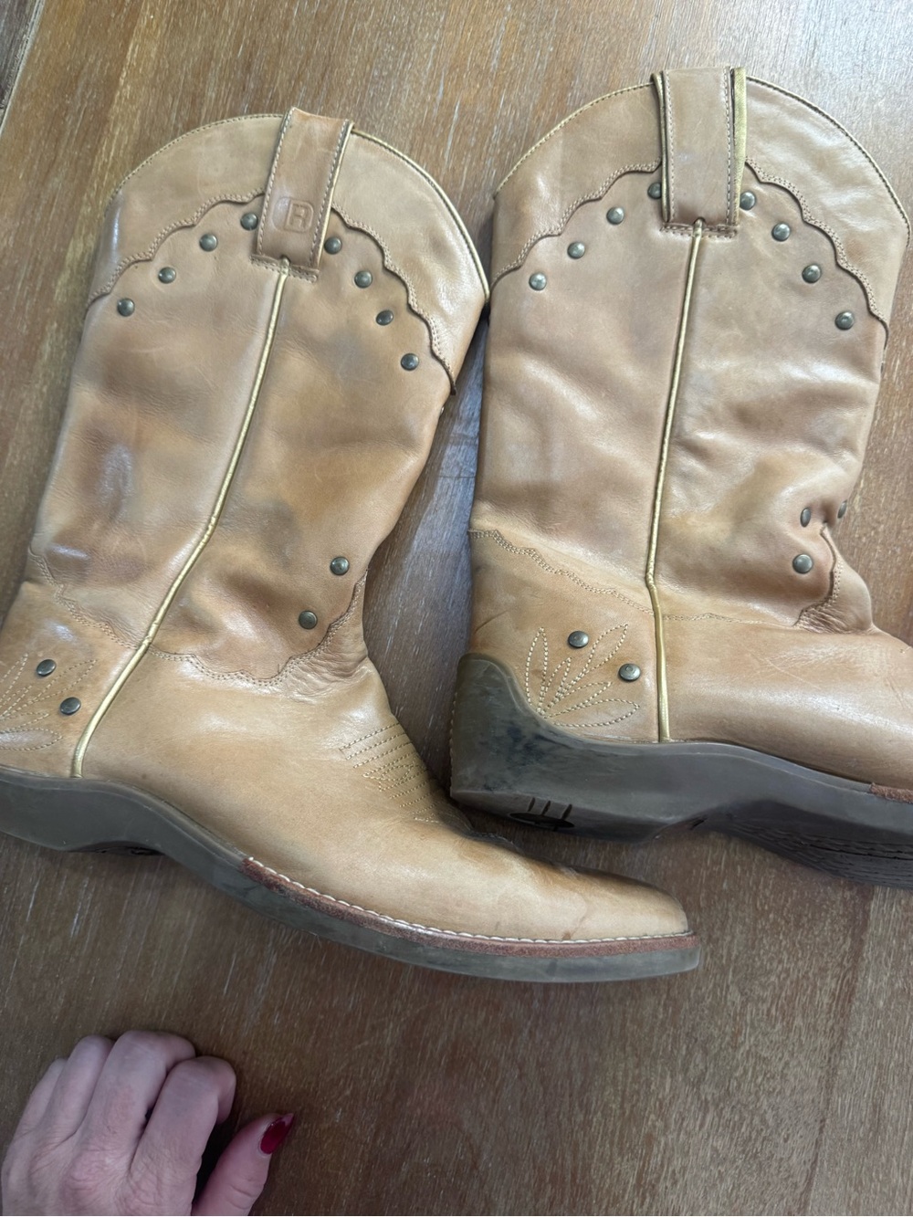 Kenneth Cole Tan Leather Western Combat Boots